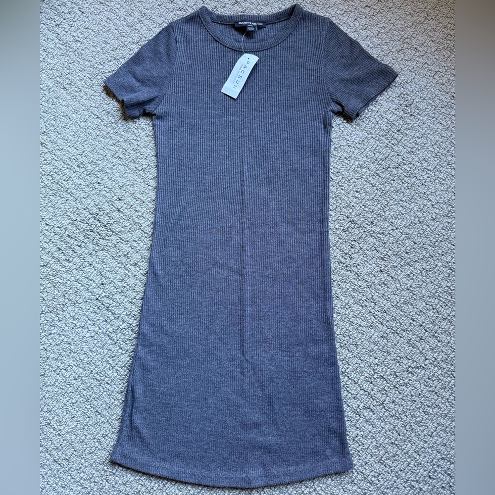 Brandy Melville Charcoal Ribbed Dress